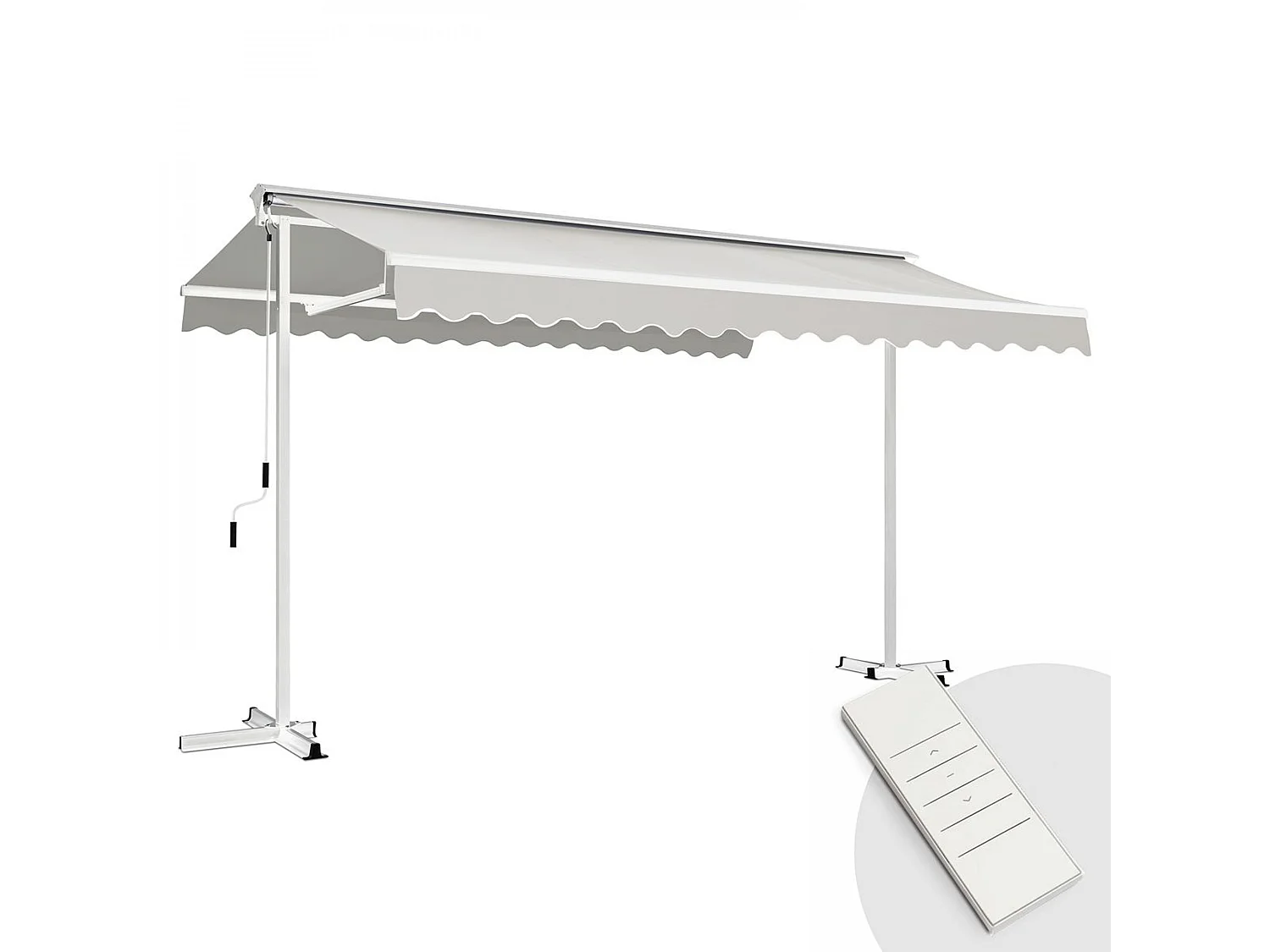 Store mobile électrique double pente 3 x 4m aluminium taupe