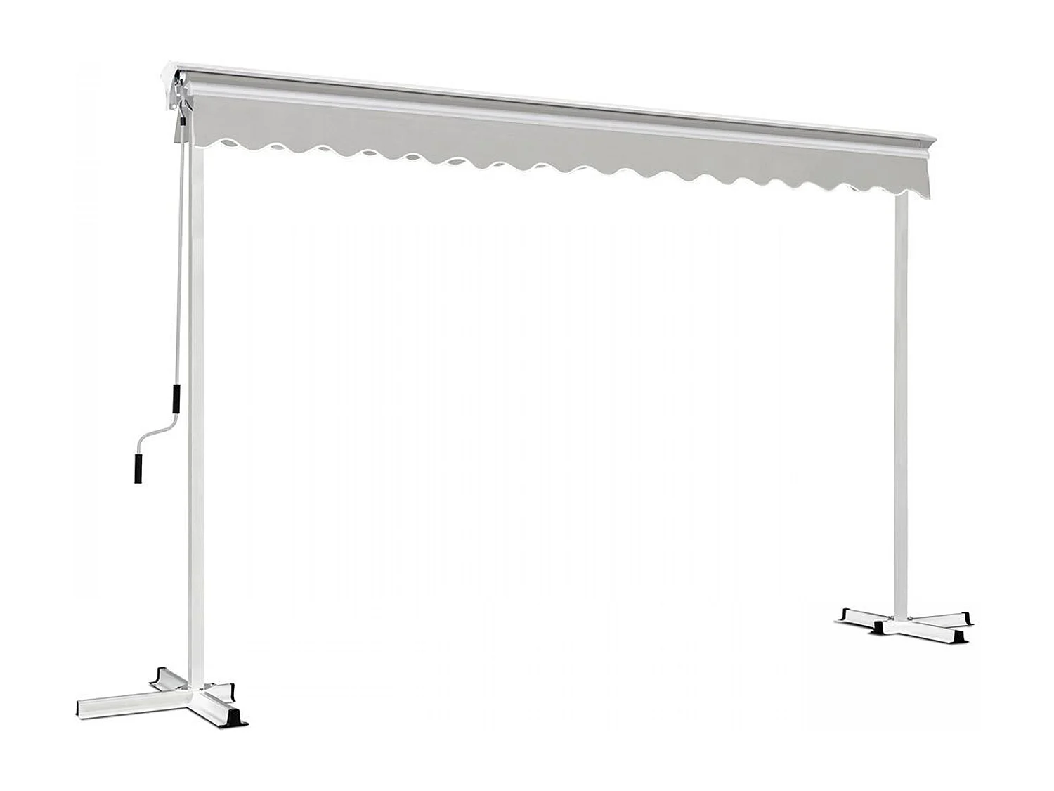 Store mobile électrique double pente 3 x 4m aluminium taupe