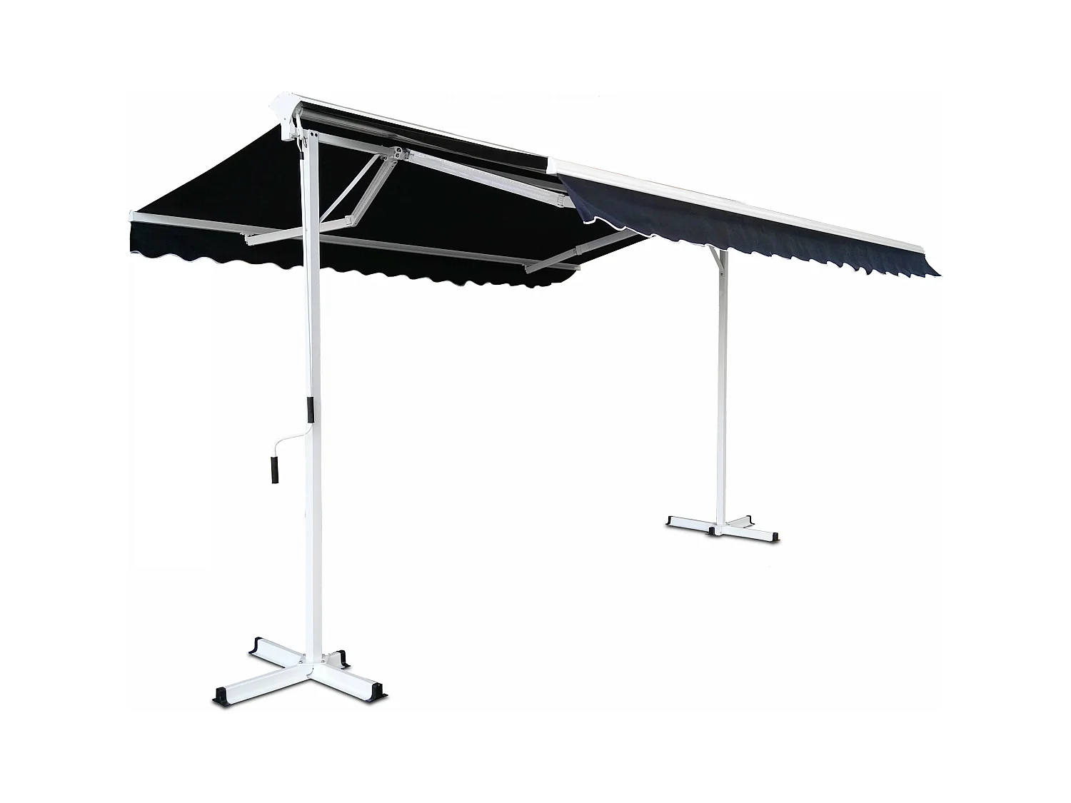 Store double pente avec coffre 3 x 4 m en aluminium bleu marine