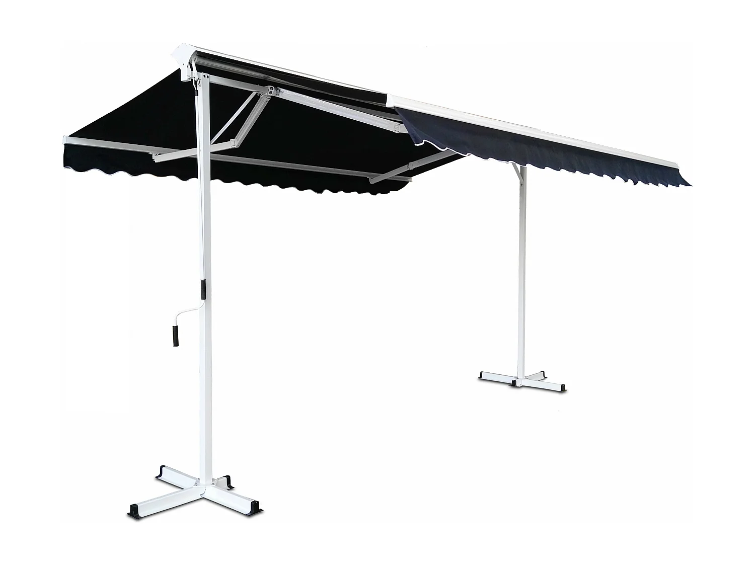 Store double pente avec coffre 3 x 4 m en aluminium bleu marine