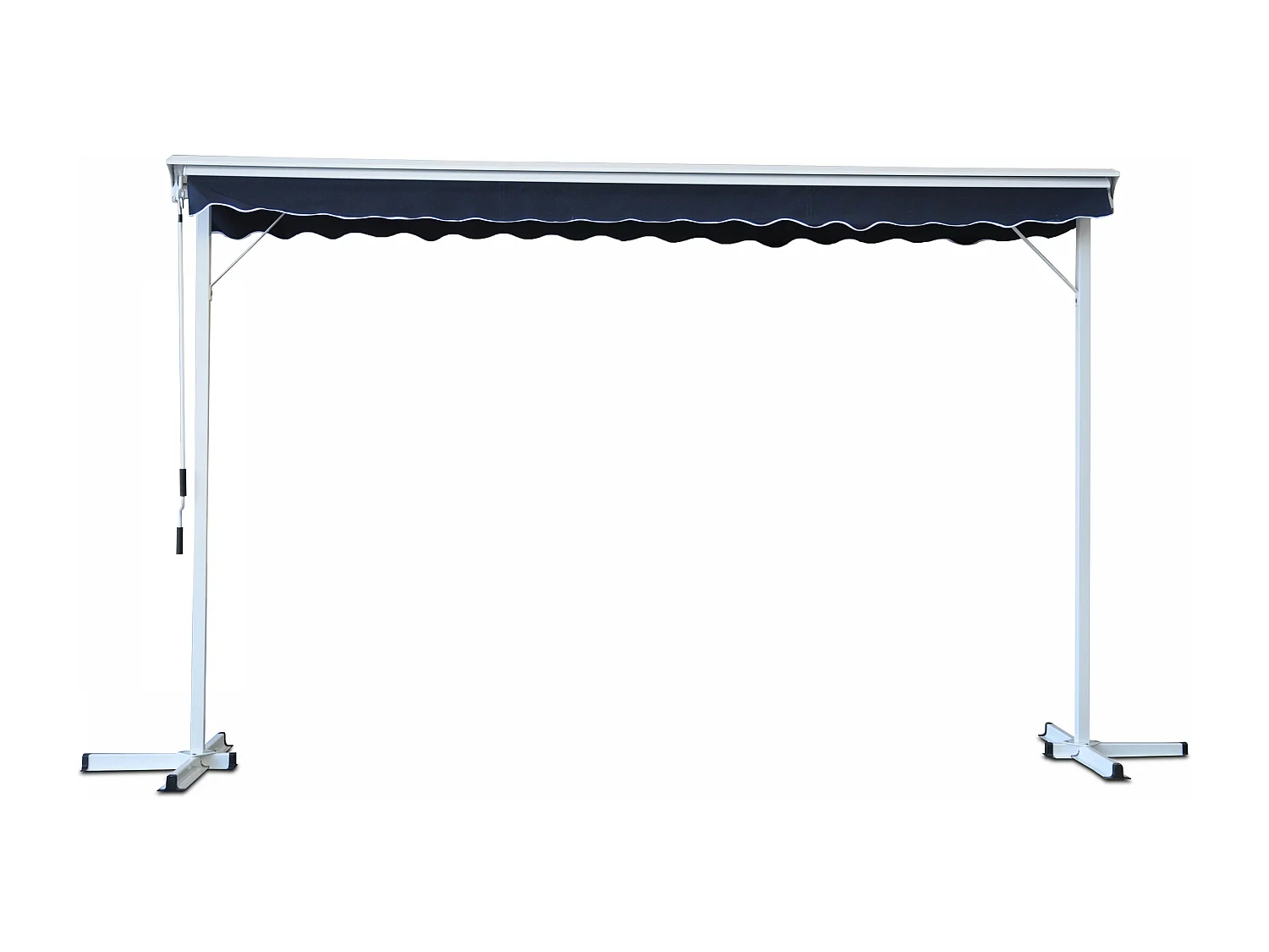 Store double pente avec coffre 3 x 4 m en aluminium bleu marine