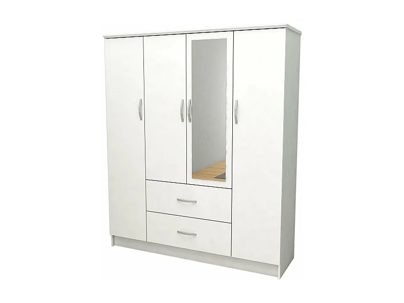 Armario de Dormitorio DN 4 Puertas, con Espejo Blanco 190x160x50 cm