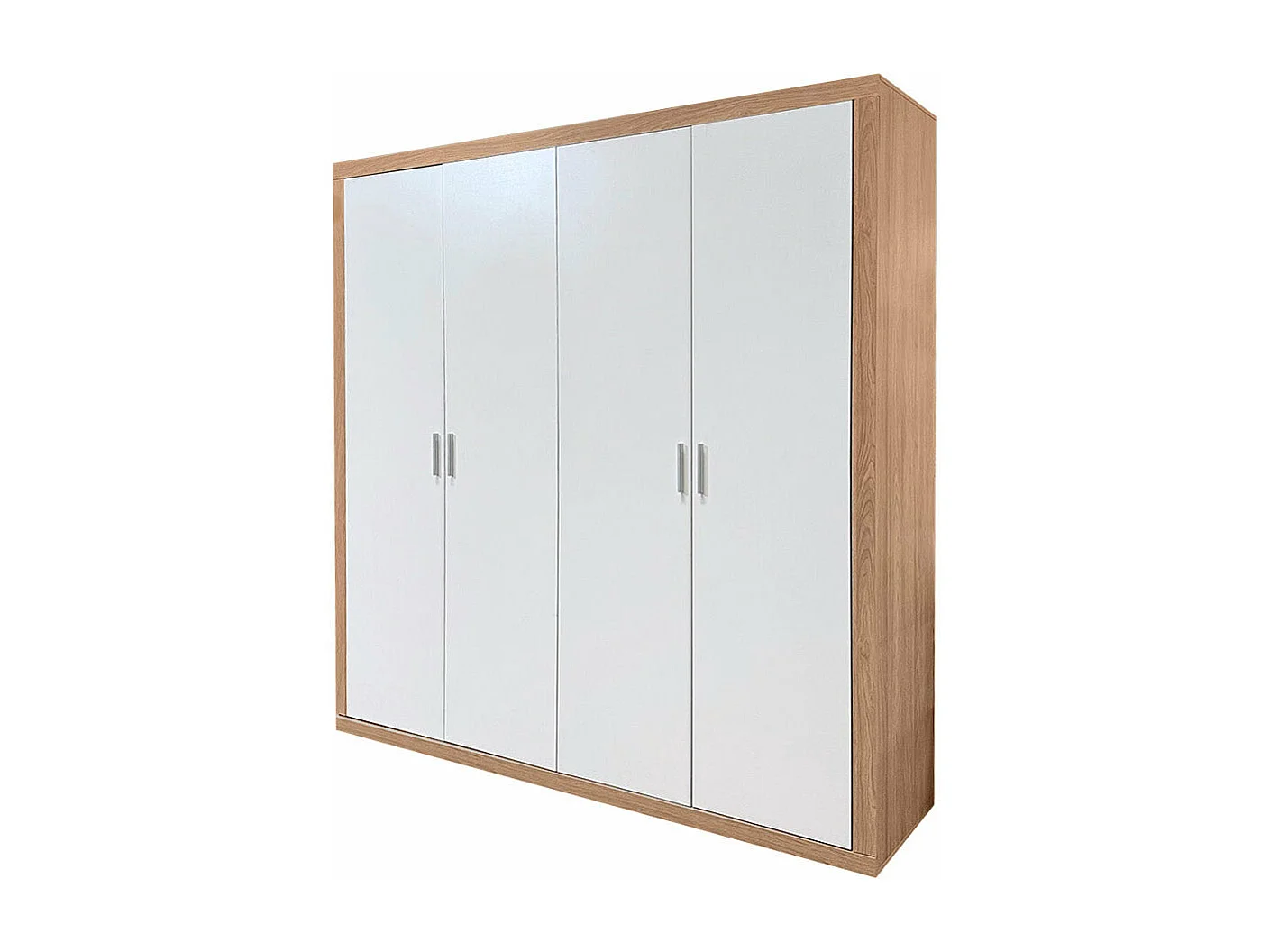 Roupeiro 4 Portas Kiara, Carvalho e Branco 210x196x48cm