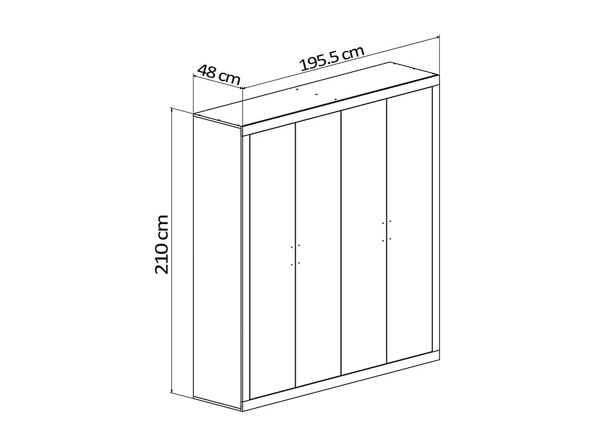 Roupeiro 4 Portas Kiara, Carvalho e Branco 210x196x48cm