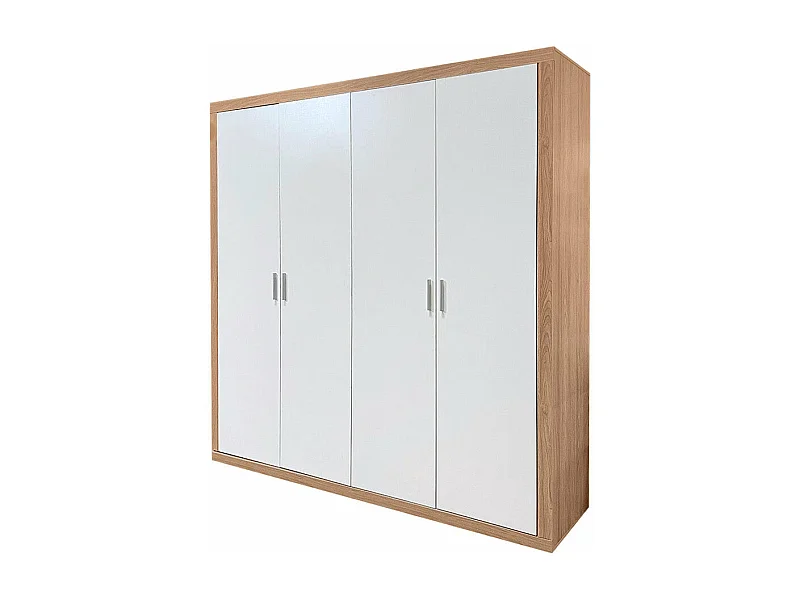 Roupeiro 4 Portas Kiara, Carvalho e Branco 210x196x48cm