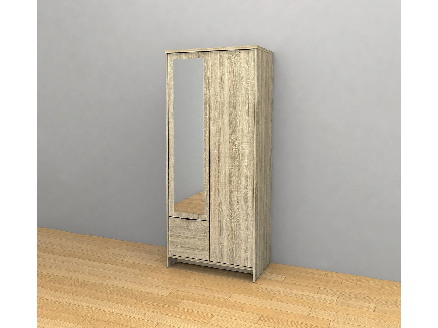 Armario de Dormitorio con Espejo 2 Puertas DN Sonoma 190x80x50 cm