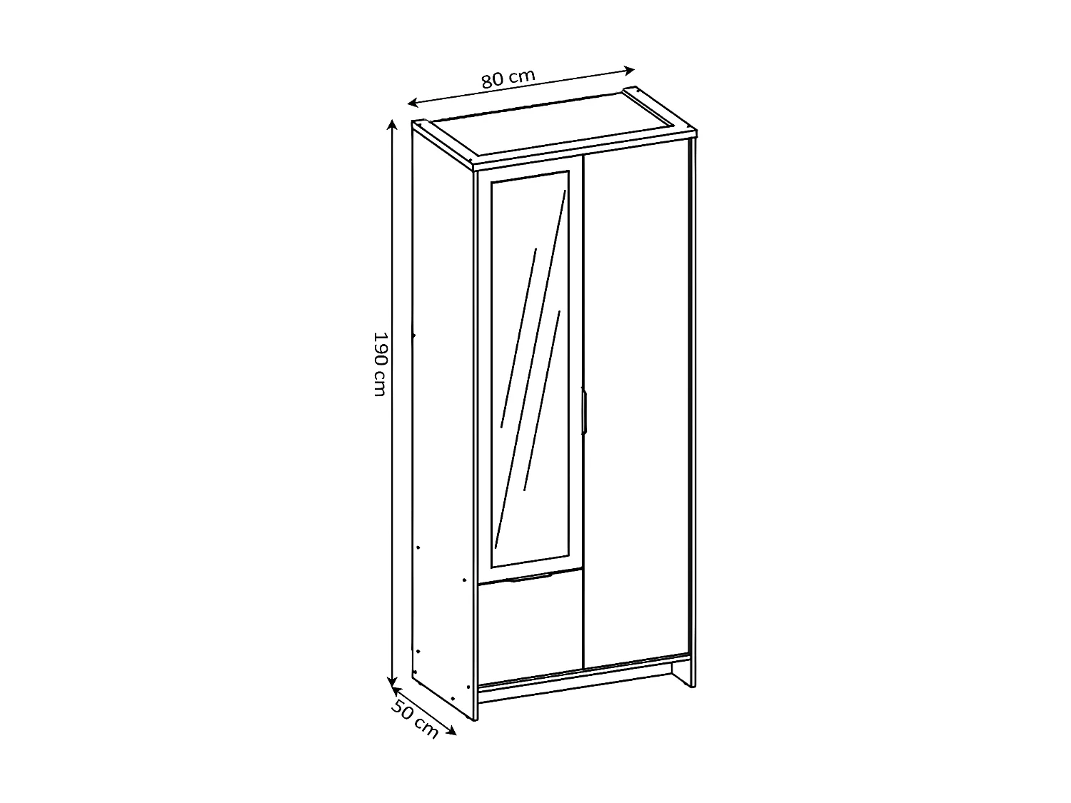 Armario de Dormitorio con Espejo 2 Puertas DN Sonoma 190x80x50 cm