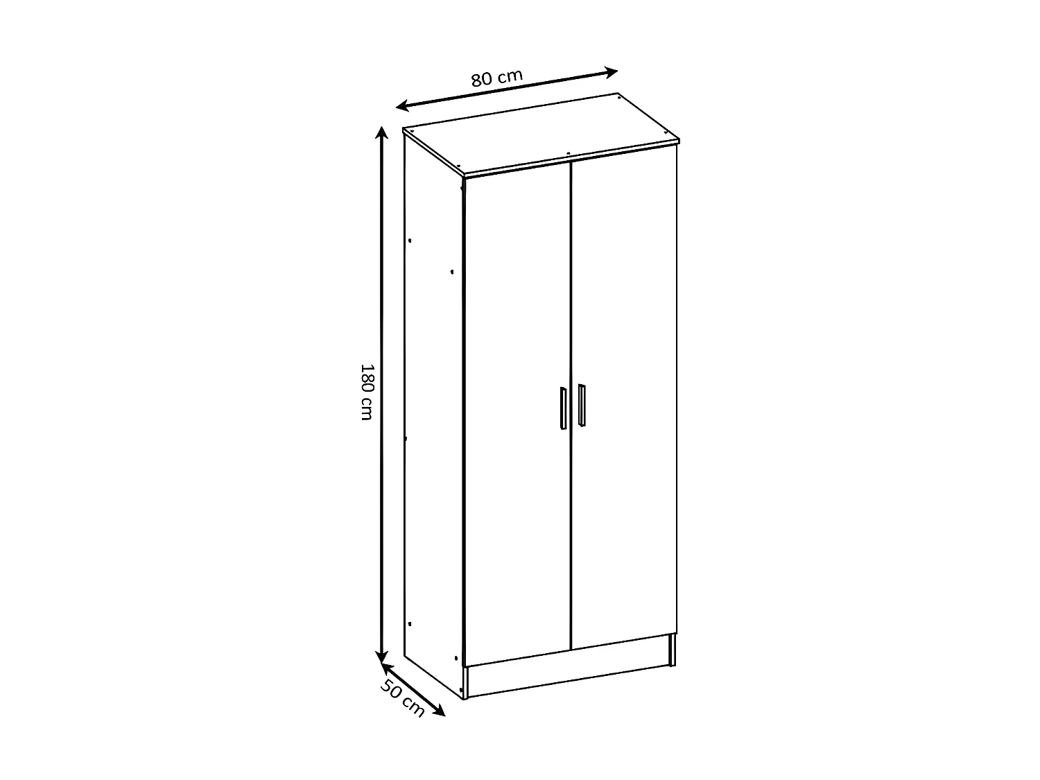Armario de Dormitorio 2 Puertas DN Blanco 180x80x50 cm