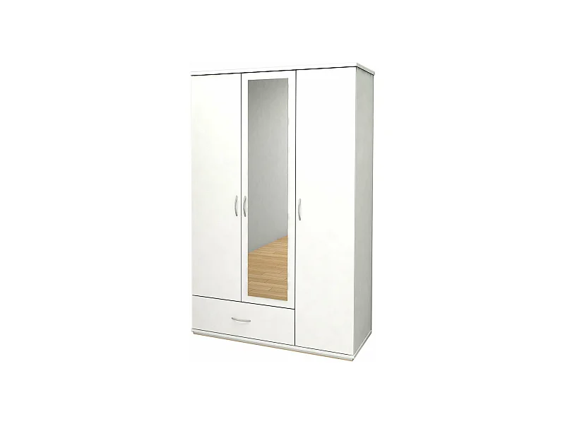 Roupeiro 3 Portas DN, com Espelho Branco 195x120x50cm