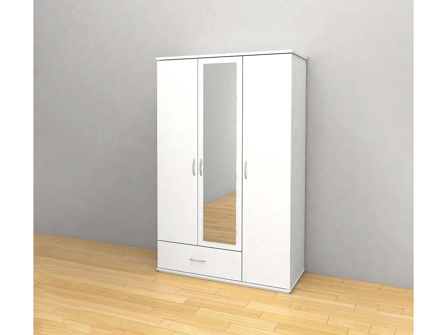 Roupeiro 3 Portas DN, com Espelho Branco 195x120x50cm