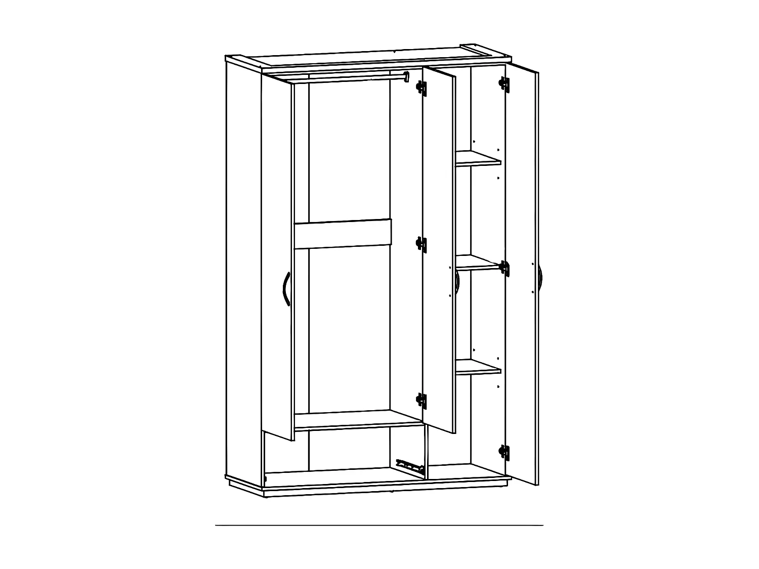 Roupeiro 3 Portas com Espelho DN Sonoma 195x120x50cm