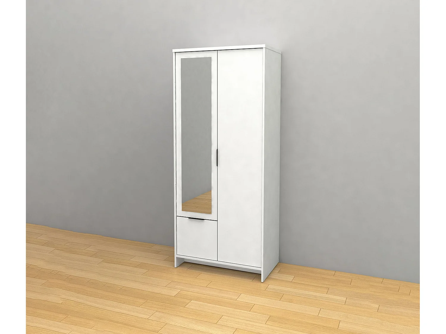 Roupeiro com Espelho DN 2 Portas Branco 190x80x50cm