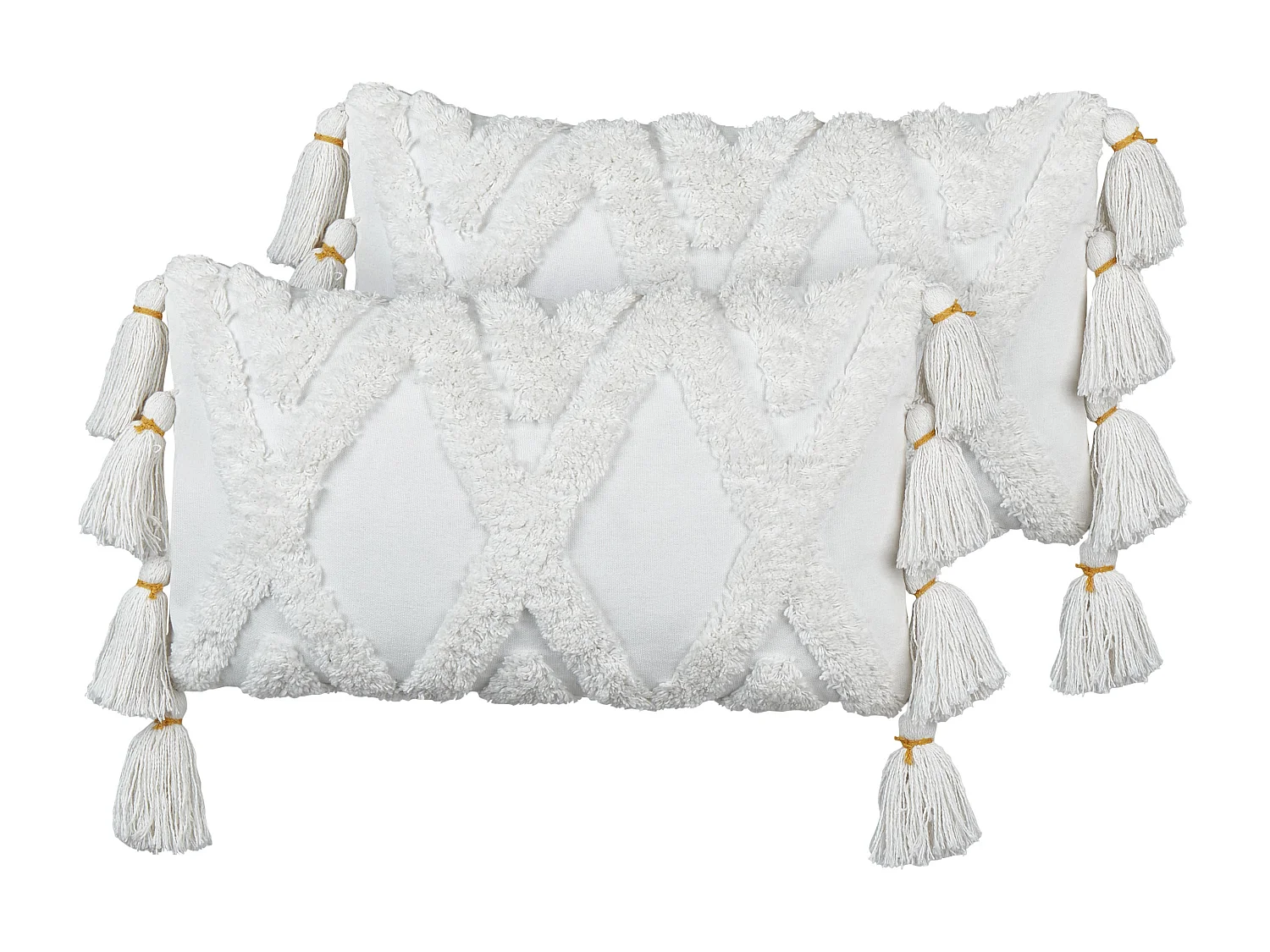 Lot de 2 coussins décoratifs DAUR Coton 30 x 50 cm Blanc Motif géométrique