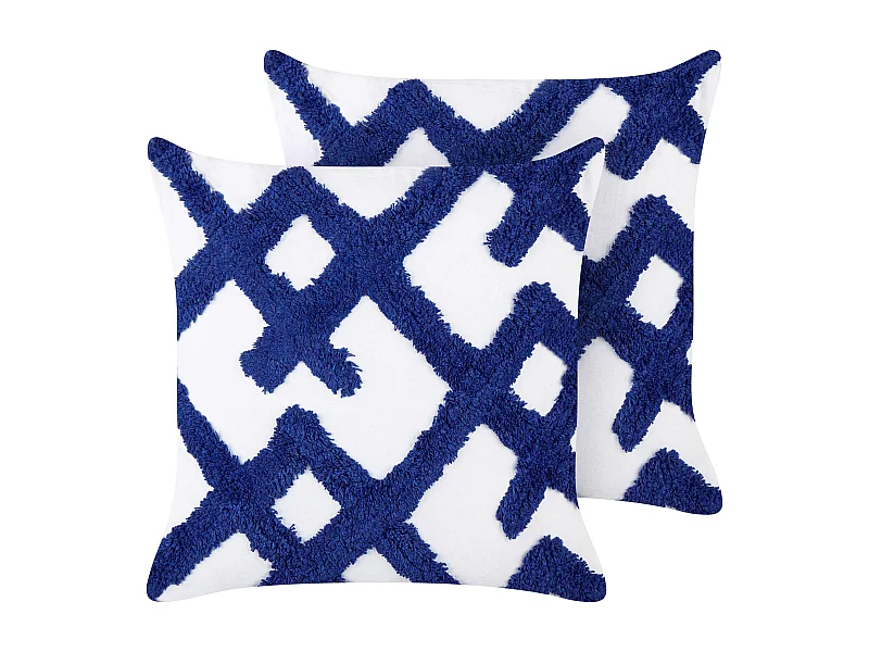 Set van 2 decoratieve kussens HAZEL Katoen 45 x 45 cm Wit Geometrisch patroon