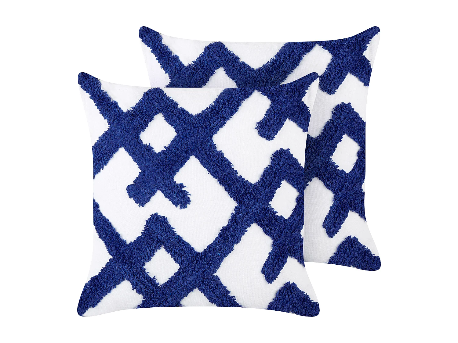 Dekokissen 2er Set Baumwolle weiß / blau 45 x 45 cm getuftet Hazel