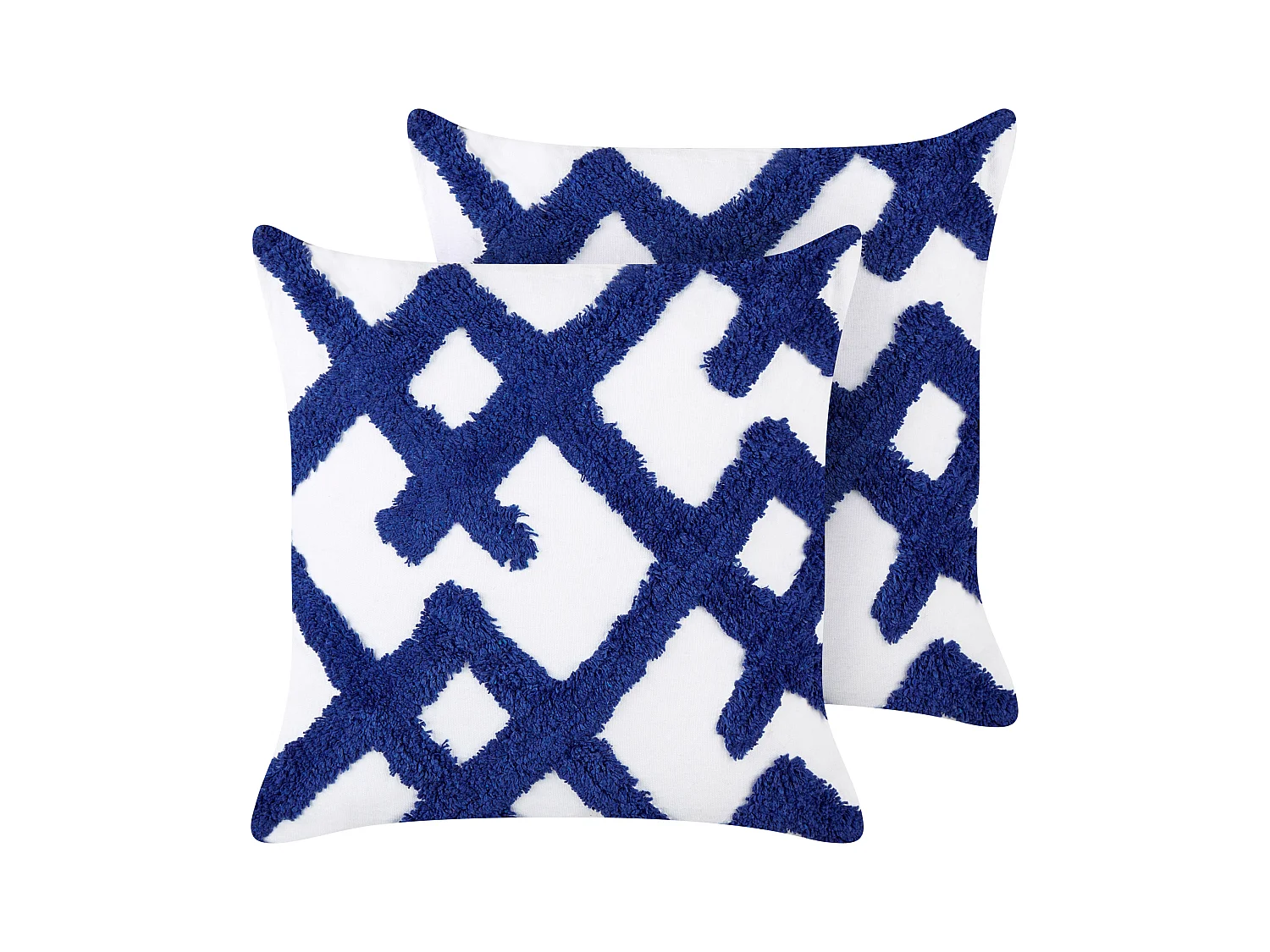 Lot de 2 coussins décoratifs HAZEL Coton 45 x 45 cm Blanc Motif géométrique