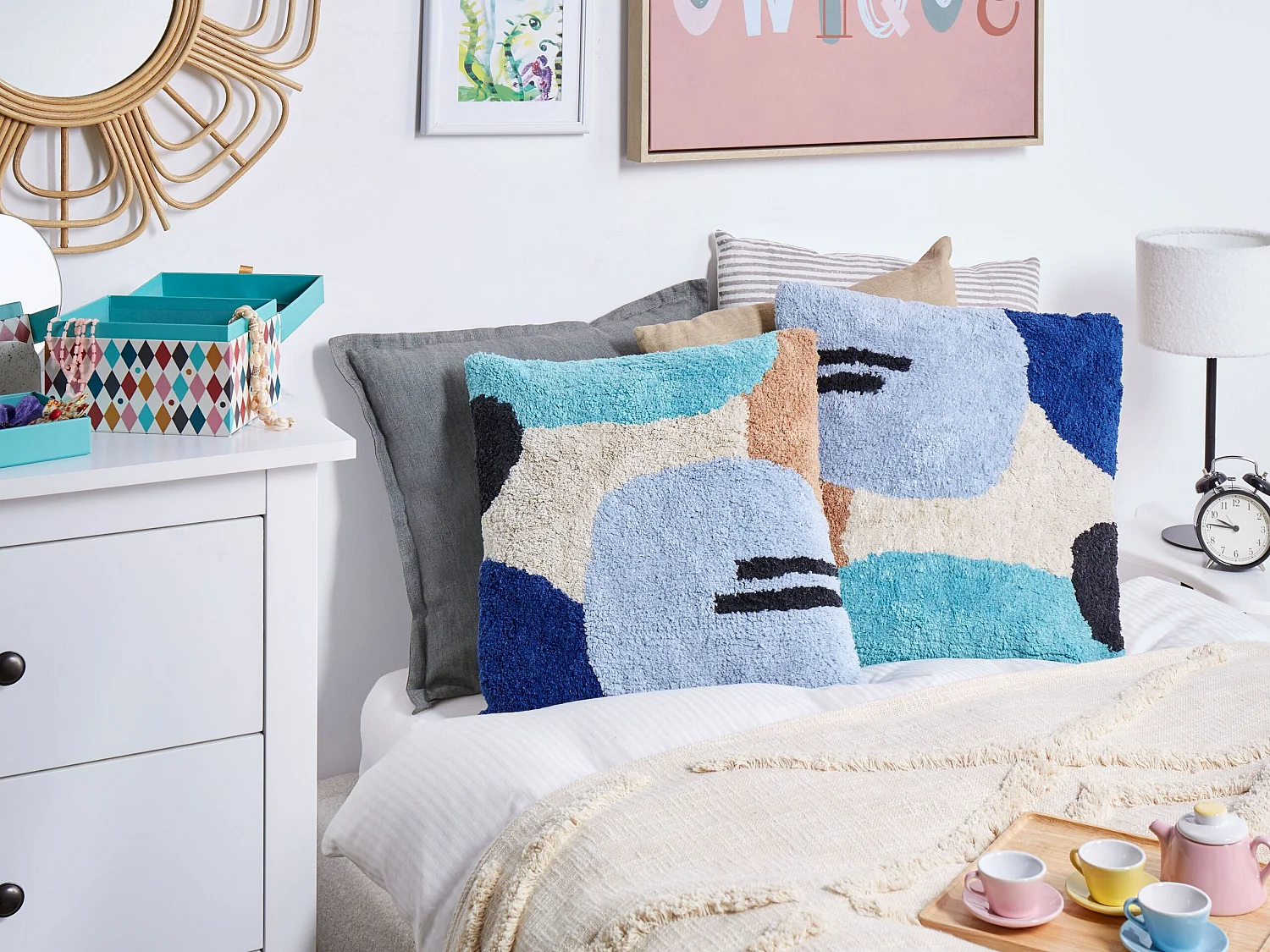 Lot de 2 coussins décoratifs DAHLIA Coton 45 x 45 cm Multicolore Motif géométrique