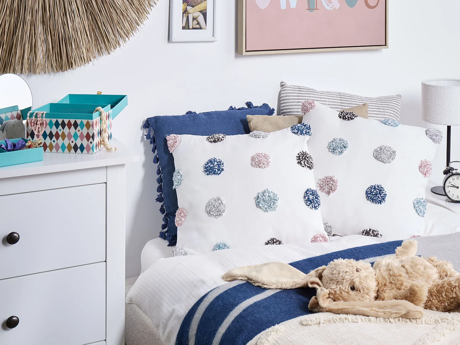 2 poduszki dekoracyjne bawełniane 45 x 45 cm białe BRACKEN