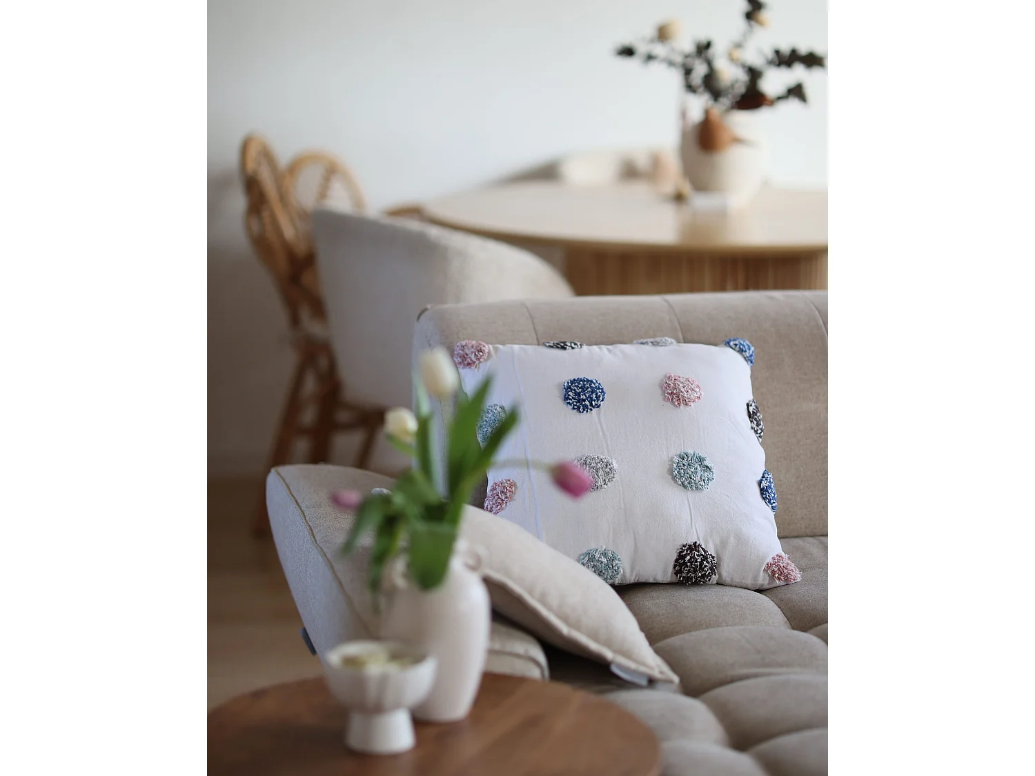 Lot de 2 coussins 45 x 45 cm en coton blanc BRACKEN