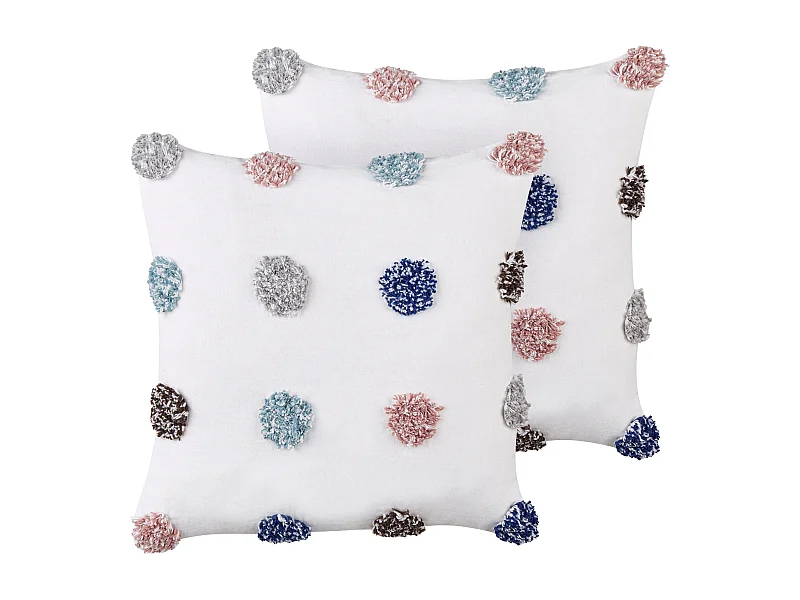 Dekokissen 2er Set weiß mit Fransen 45 x 45 cm quadratisch modern Makneh