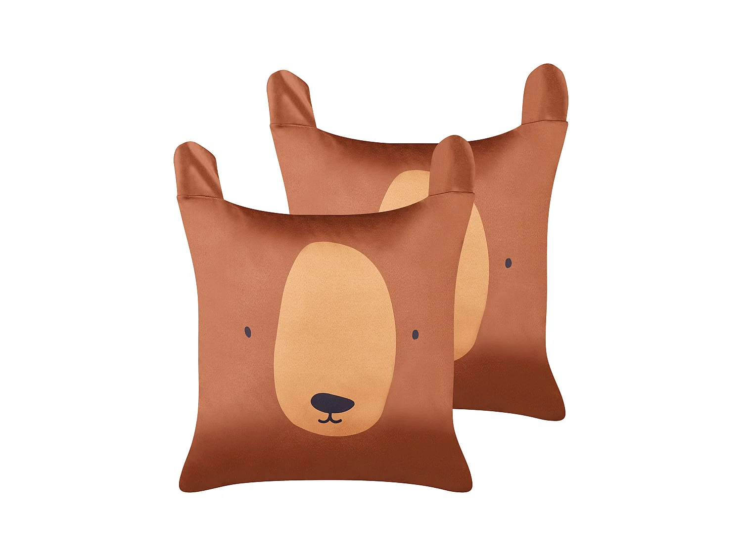Lot de 2 coussins décoratifs TEDDYBEAR Coton 45 x 45 cm Marron