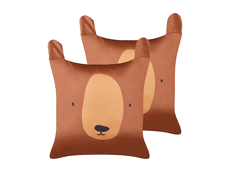 Conjunto de 2 almofadas decorativas em algodão castanho 45 x 45 cm TEDDYBEAR