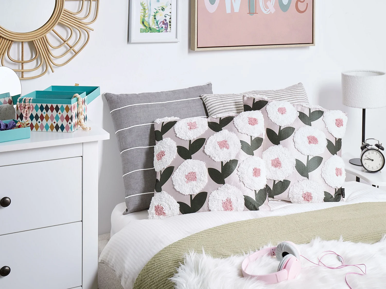 Set van 2 decoratieve kussens KUNRI Katoen 45 x 45 cm Multicolor Bloempatroon