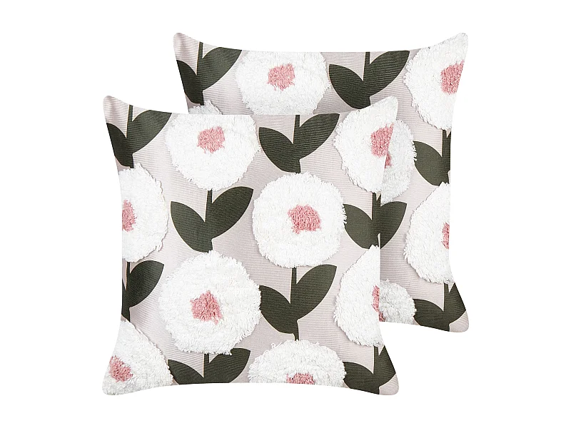 Lot de 2 coussins décoratifs KUNRI Coton 45 x 45 cm Multicolore Motif floral