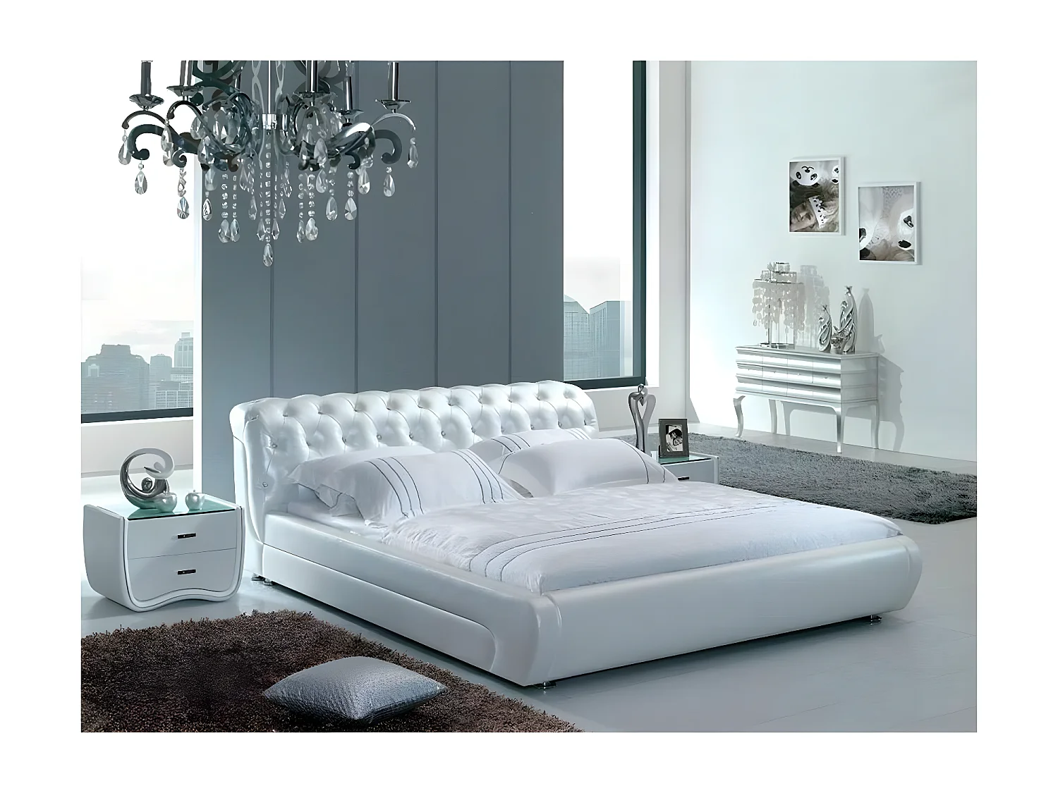 XXL Chesterfield Lederbett Bett Betten Leder Leder Polster Neu