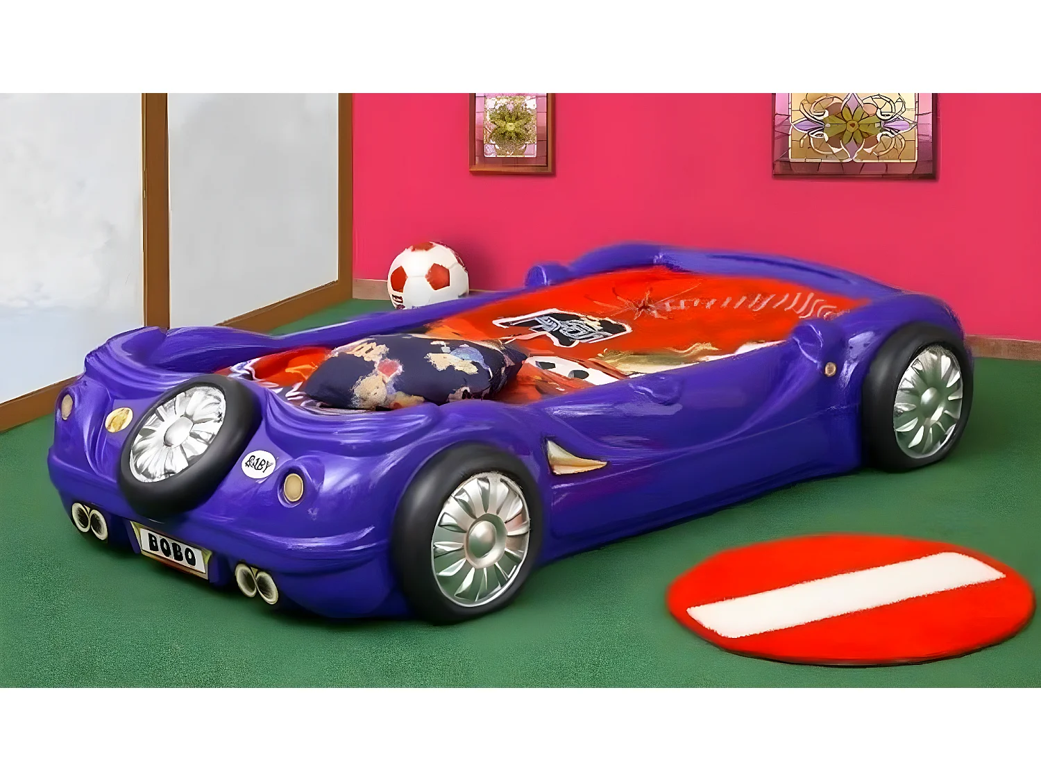 BETT MIT MATRATZE Kinderbett Autobett Betten Sportwagen (1-tlg., 1x Bett)