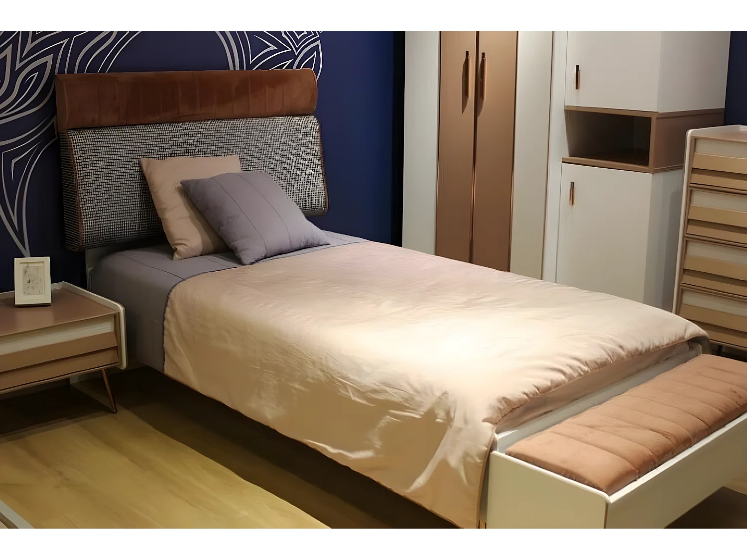 Kinderzimmer Set Jugendzimmer Bett Nachttisch Modern Set Bett (2-tlg)