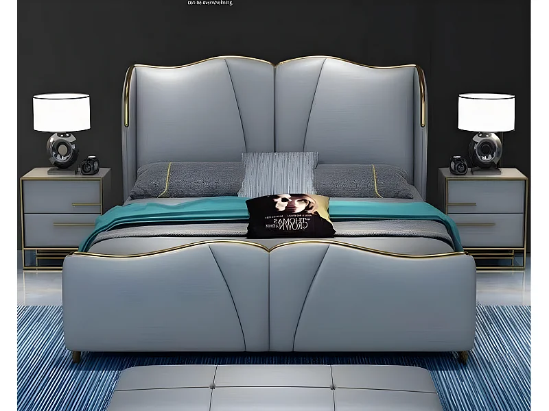 Bett Möbel Design Betten Doppelbett Luxus Schlafzimmer Holz (1-tlg., 1x nur Bett ohne Nachttische)