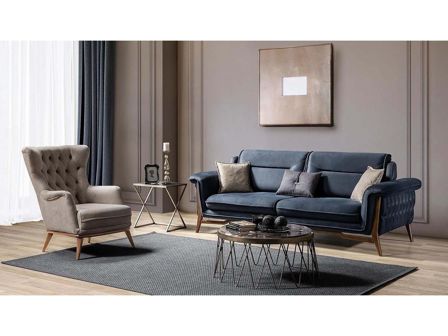 Luxus Couch Set Wohnlandschaft Sofaensemble Modern Wohnzimmergarnitur