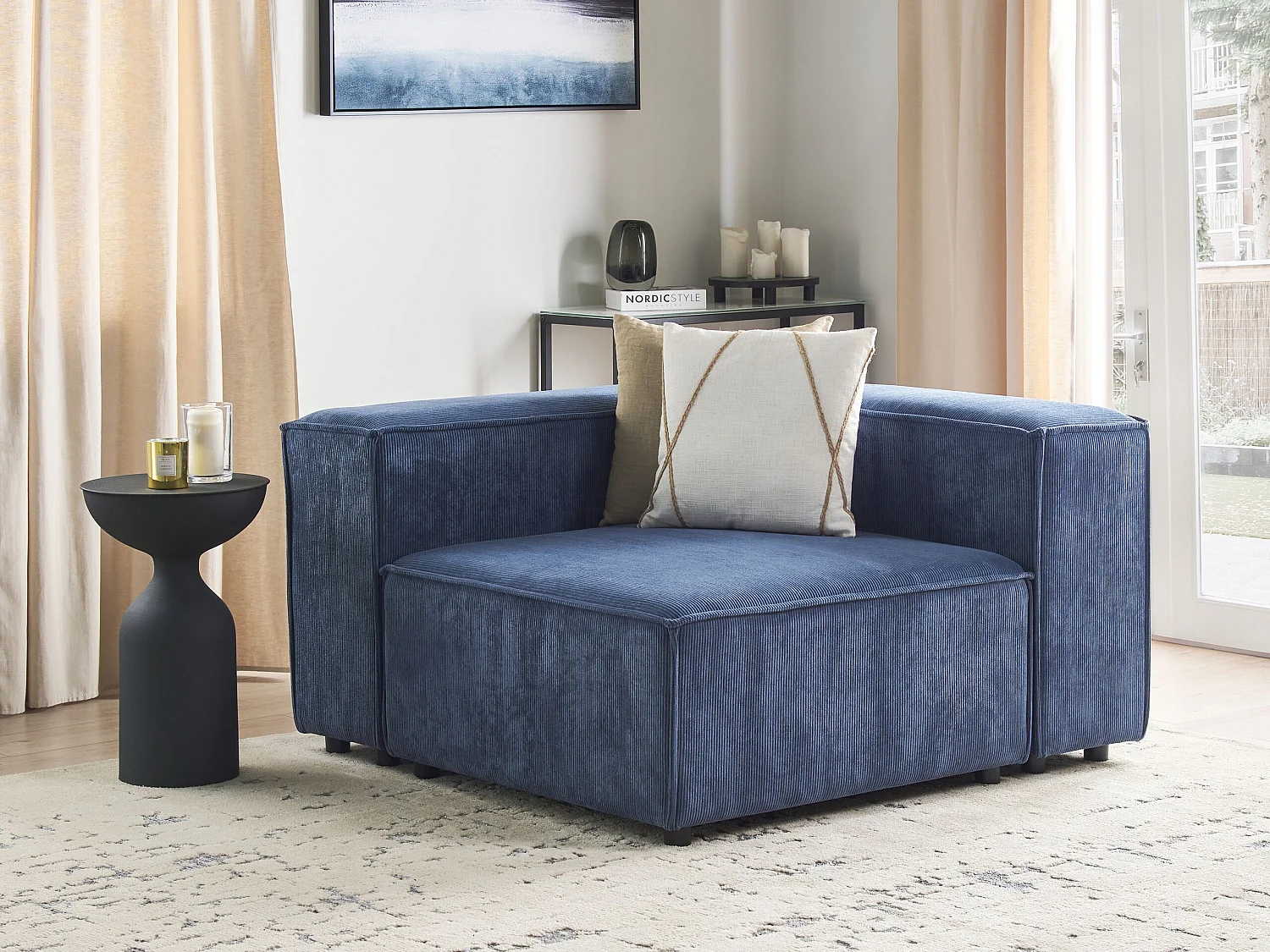 Module d'angle APRICA Velours côtelé Bleu foncé