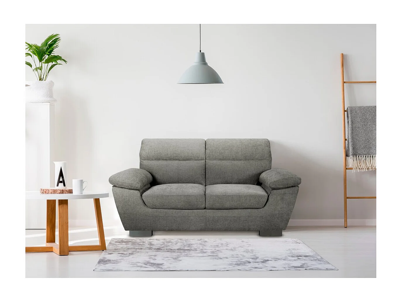 Canapé fixe en tissu "Dallas" - 169 x 88 x 90 cm - 2 places - Gris