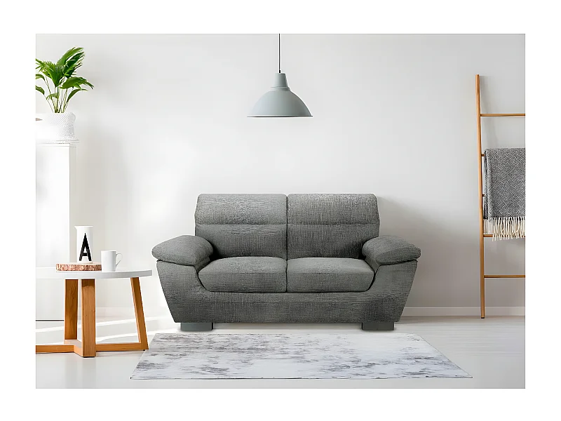 Bank bankstel stoffen meubel "Dallas" - 169 x 88 x 90 cm - 2 zits - Grijs