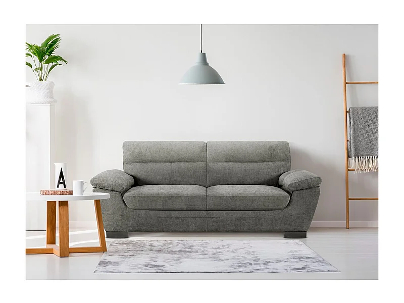 Canapé fixe en tissu "Dallas" - 210 X 88 X 90 cm - 3 places - Gris