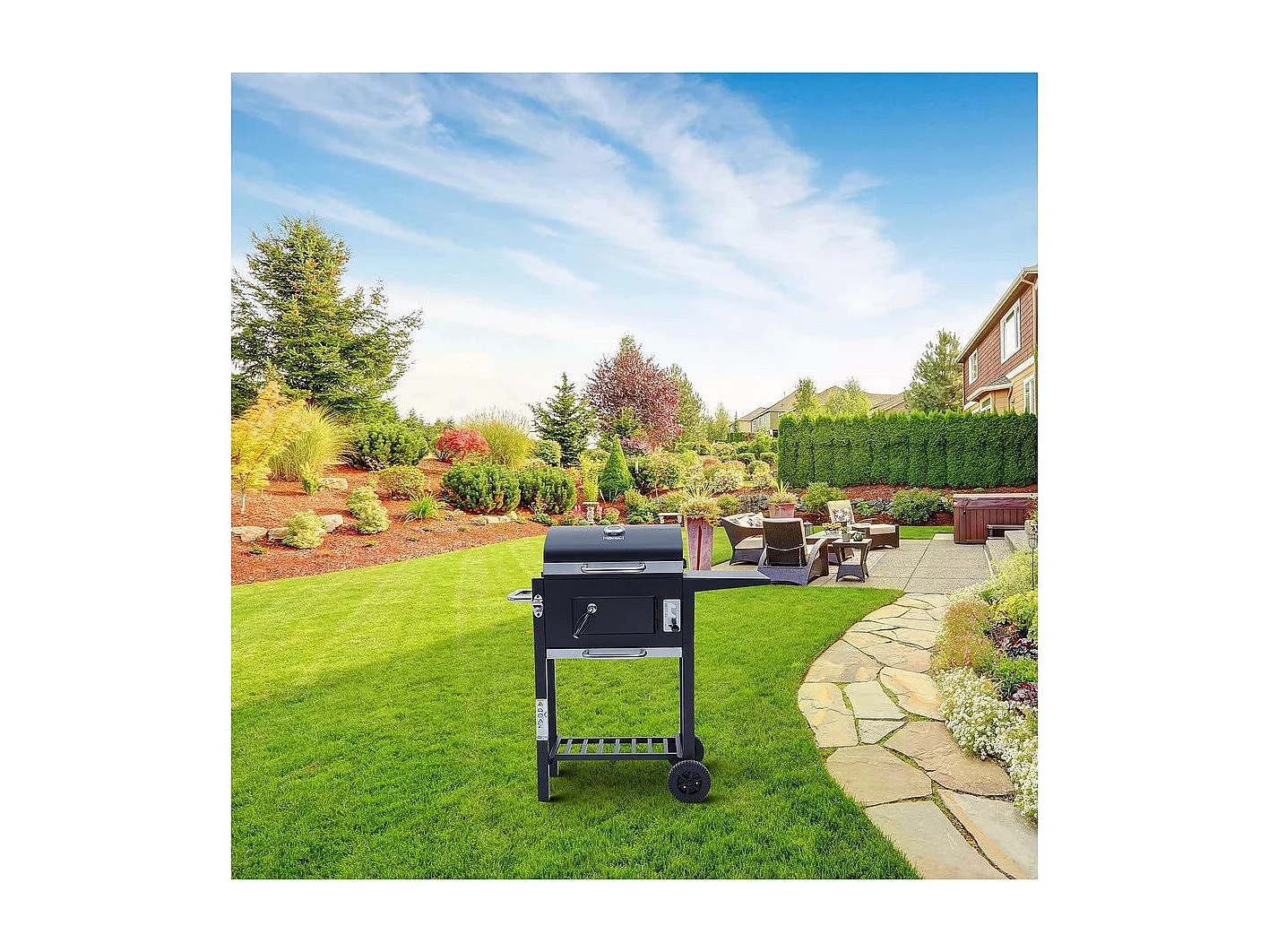 Barbecue charbon de bois "Vicomte" - 92.5 x 46 x 123 cm