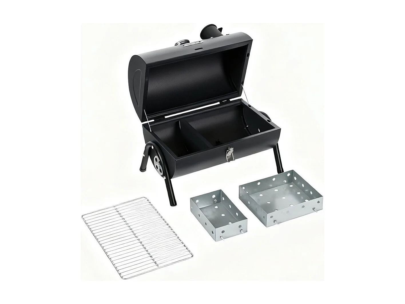 Tragbarer Holzkohlengrill "Captain" - 42 x 27 x 43 cm - Schwarz