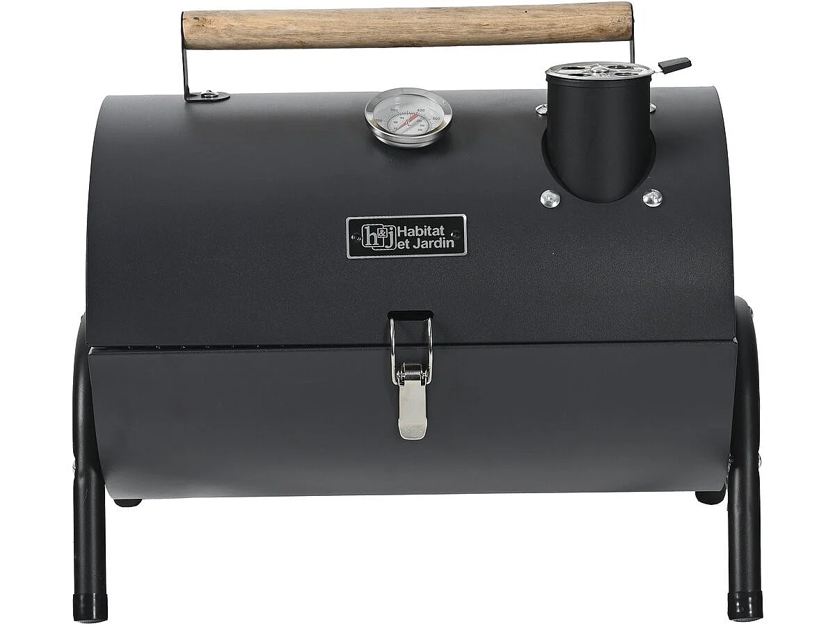 Barbecue charbon de bois portable "Captain" - 42 x 27 x 43 cm - Noir