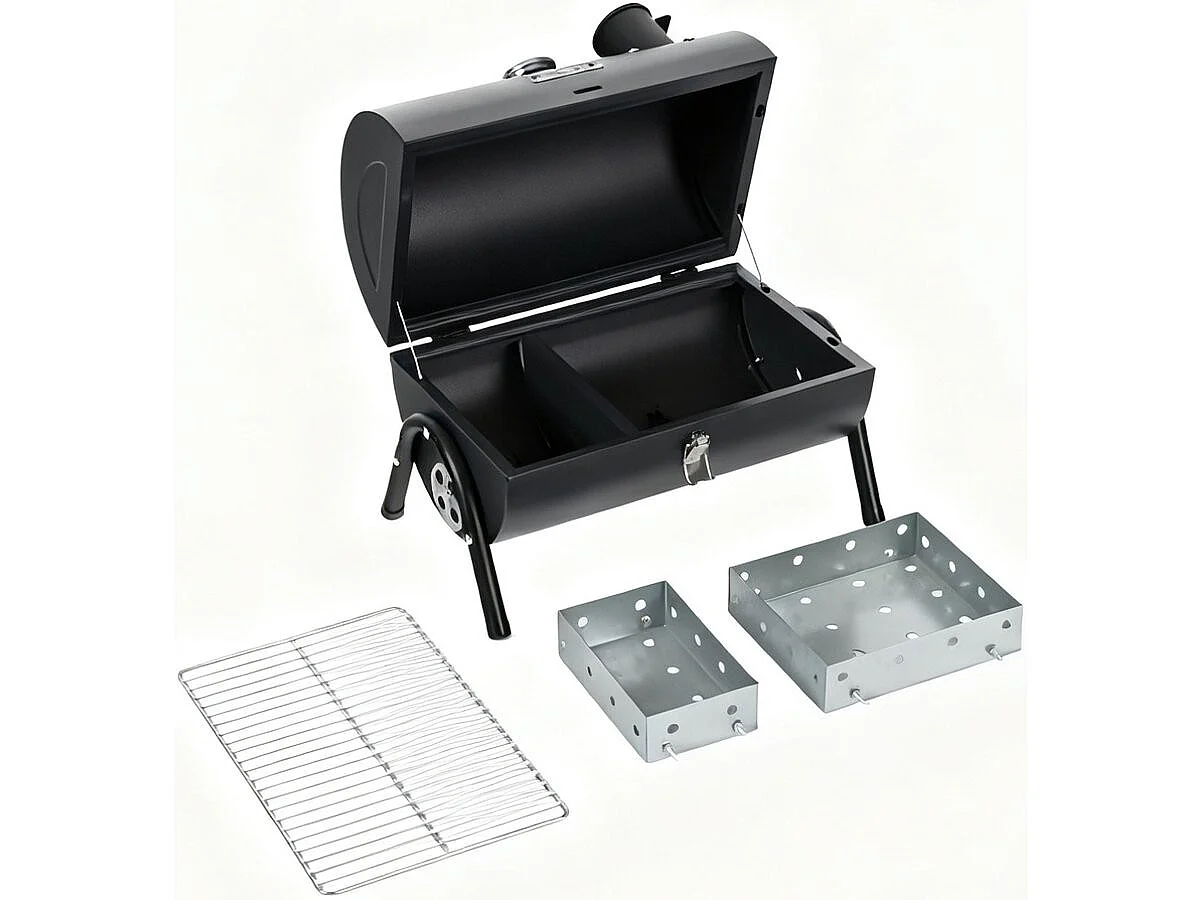 Barbecue charbon de bois portable "Captain" - 42 x 27 x 43 cm - Noir