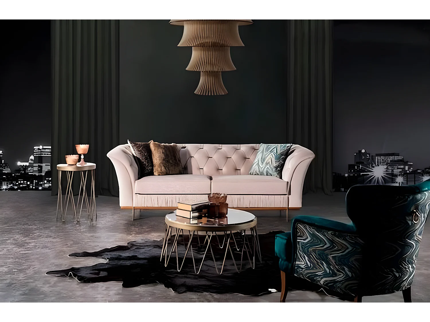 Für Wohnzimmer Luxuriöses Set Sofa+Sessel Bequem Textil Modern Neu