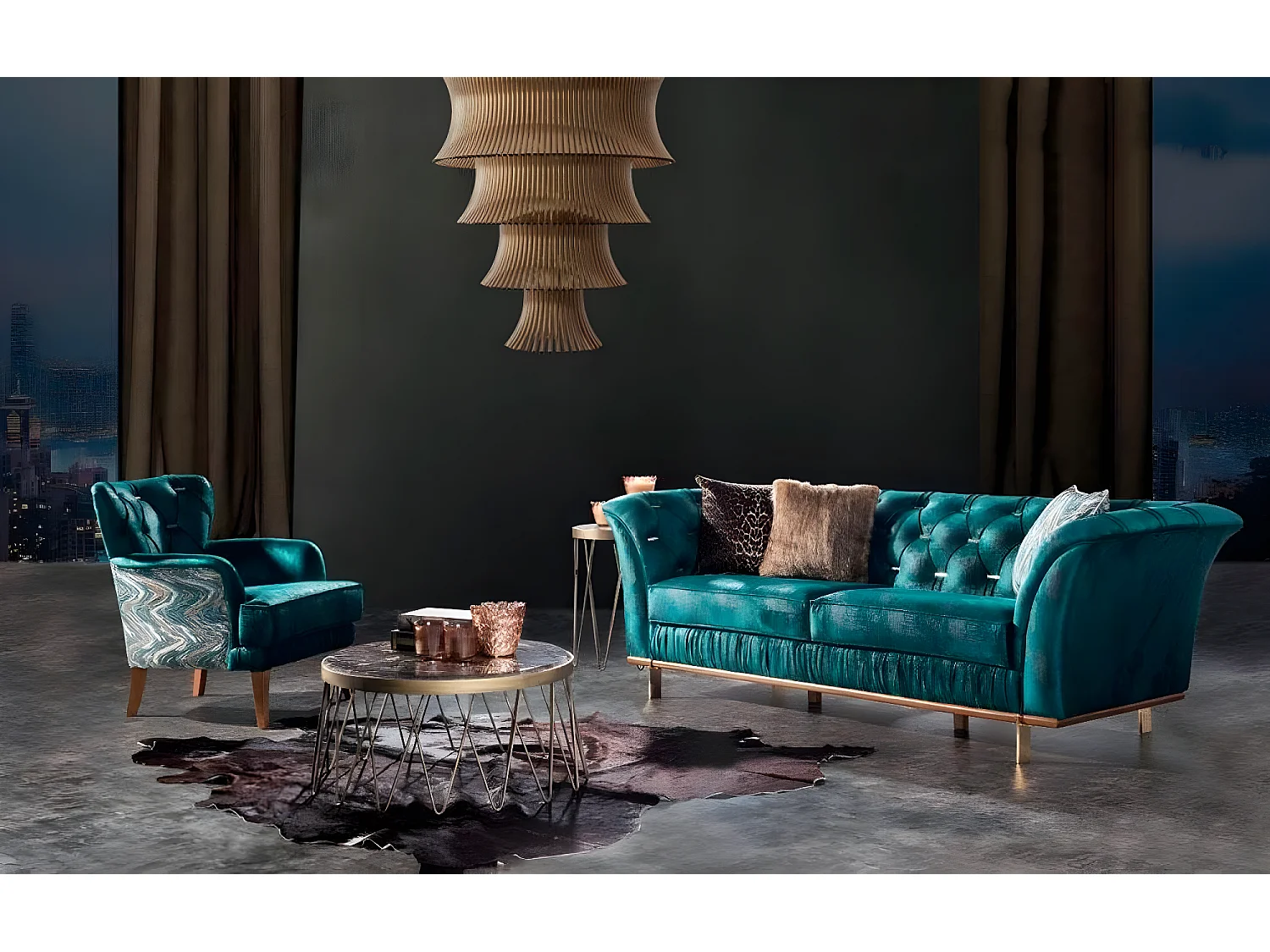 Für Wohnzimmer Luxuriöses Set Sofa+Sessel Bequem Textil Modern Neu