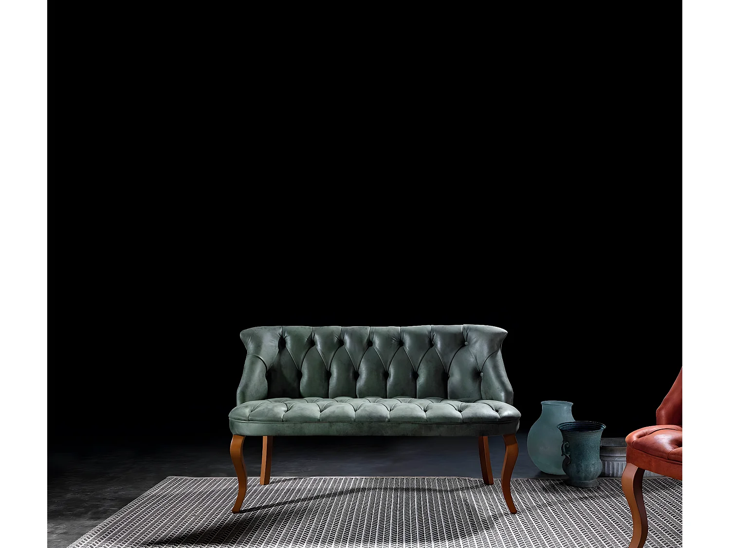 Moderne Chesterfield Sitzmöbel Kunstleder Möbel Zweisitzer Stil Sessel