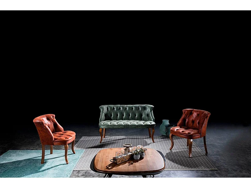 Moderne Chesterfield Sitzmöbel Kunstleder Möbel Zweisitzer Stil Sessel