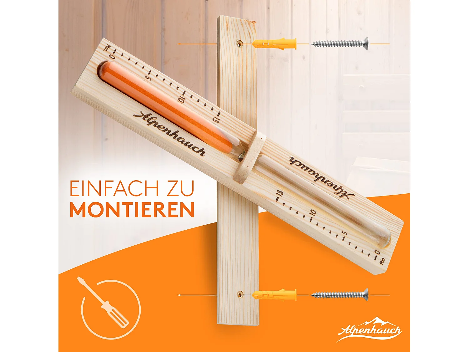 ALPENHAUCH Sauna Sanduhr 15 Minuten aus 100%