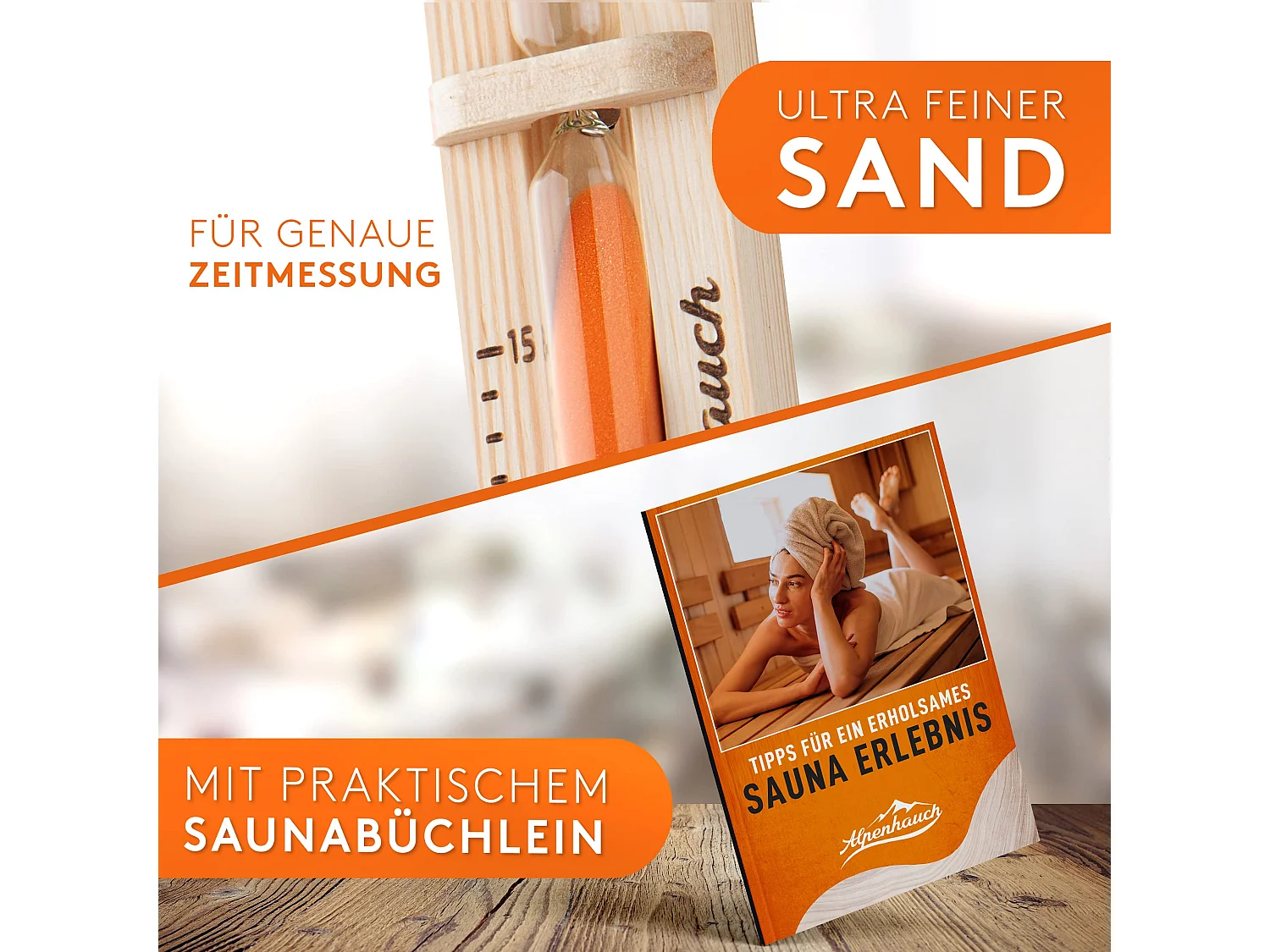 ALPENHAUCH Sauna Sanduhr 15 Minuten aus 100%