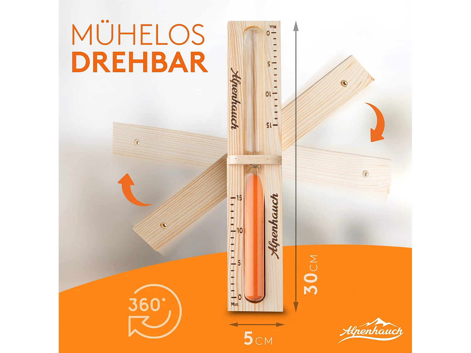 ALPENHAUCH Sauna Sanduhr 15 Minuten aus 100%