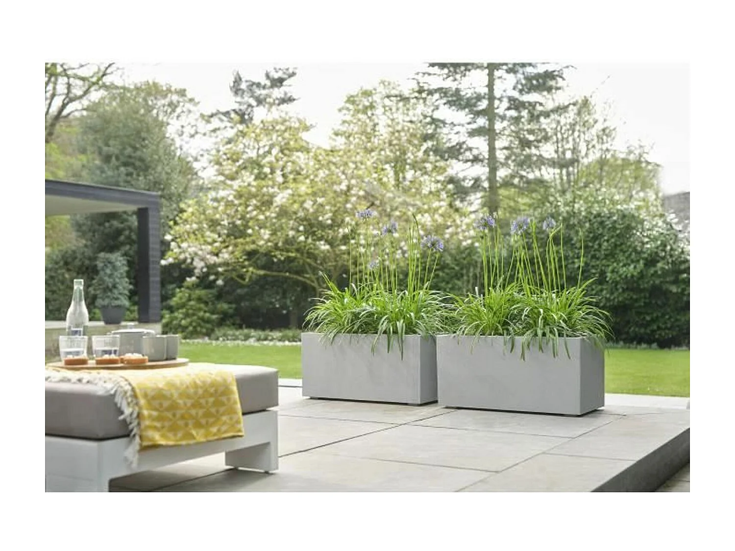Jardinière rectangle en plastique 60 x 30 cm Elho Vivo - gris ciment