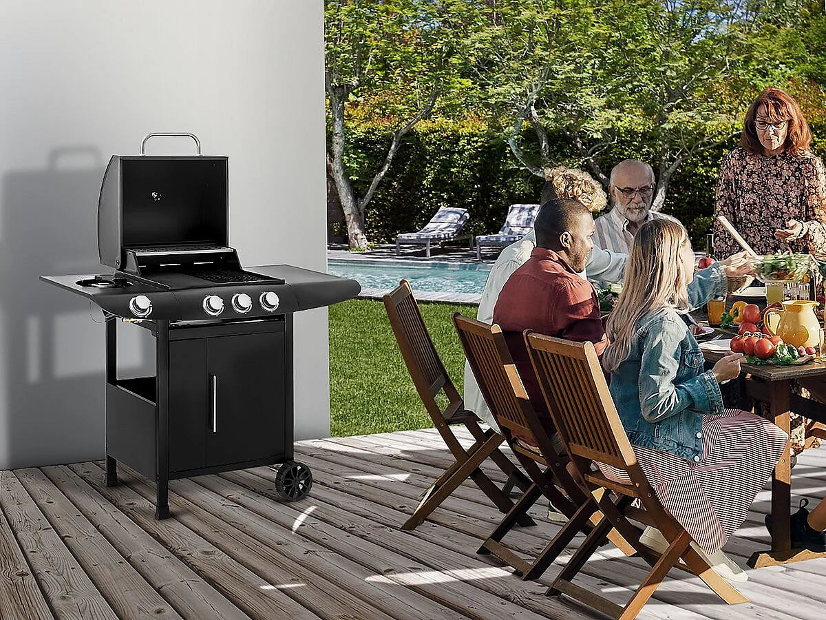 Gasgrill "Feria 5" - 5 Brenner davon 1 Seitenbrenner - 14,5 kW - Schwarz